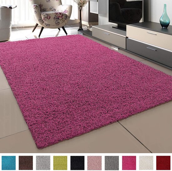 Foto: Loca shaggy vloerkleed roze 160x230 cm vloerkleed hoogpolig tapijt woonkamer slaapkamer