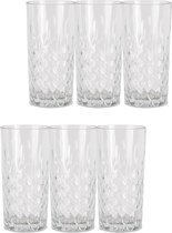 Clayre & Eef Waterglas set van 6 300 ml Transparant Glas Hoekig Drinkbeker Drinkglas Longdrinkglas