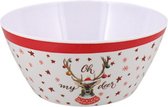 Melamine - Kerstschaal - Kom - Wit / Rood - Bowl - Schaal - Rendier - 25cm - XL