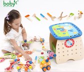 Boby® duurzaam 78 delig houten speelgoedwerkbank Schattige Beer & Gereedschapskist kinderen - Bouwonderdelen Gereedschap - DIY 3D-puzzel uitstekend voor hand-oogcoördinatie - Speel