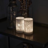 Sirius Ava glazen LED kerstdecoratie - herten - H 12 cm - set van 2