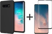 Samsung S10 Hoesje - Samsung galaxy S10 hoesje zwart siliconen case hoes cover hoesjes - Full Cover - 1x Samsung S10 screenprotector