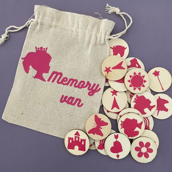 Memory Prinsessen Hout - Gepersonaliseerd met naam - Rose - Spel - Duurzaam - Hip met Pit Creaties