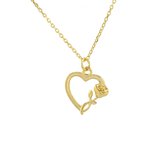 Jewelryz | Ketting Open Hart Roos | 24K goldplated 925 zilver | Halsketting Dames Sterling Zilver | 50 cm