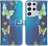 iMoshion Design Softcase Book Case Samsung Galaxy S21 Ultra hoesje - Vlinders