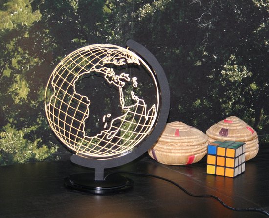 Nachtlampje 'Wereldbol' - 3d illusion met projectie van een globe - LED-lamp - USB - dimmerfunctie van GadgetBay — afbeelding 5