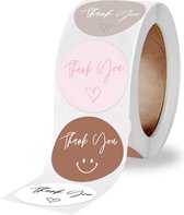 Thank you stickers - 500 stuks - 25 mm - Bedankt stickers - Small business packaging - Thank you stickers op rol - Sluitstickers - Sluitzegel - Verpakkingsmateriaal - Stickerrol - Mix van 4 colors