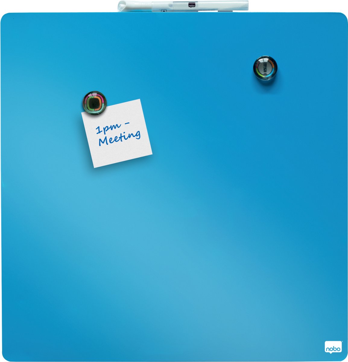 Nobo Droog Uitwisbaar Mini Magnetisch Whiteboard - Inclusief Whiteboard Marker, Magneten en Montagestickers - 36 x 36 cm - Blauw thumbnail 2