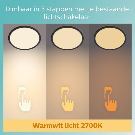 Philips SuperSlim badkamer plafondlamp zwart rond 15 W kopen? Vergelijk bij