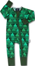 Zipster Pijnboom Groen - Baby Romper - Bamboe - Met 2-way ritssluiting - Maat 62-68