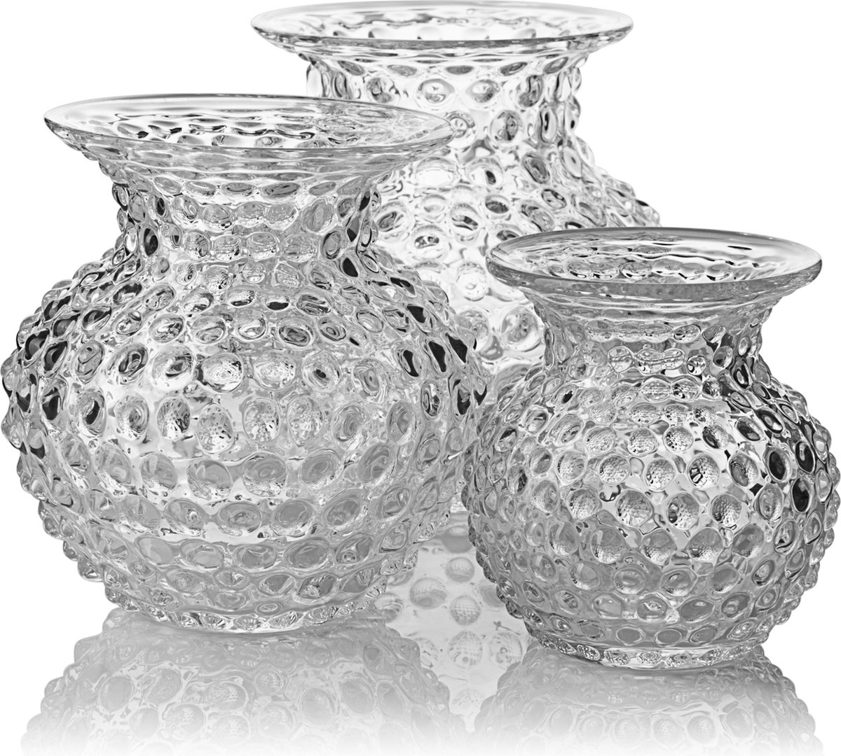 Handgemaakt kristallen vaas Lobelia/ set van 3 vazen (Kristal)