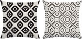 Su.B.dgn Kussenhoes 45x45 - 2 Stuks - Sierkussens - Dubbelzijdig Afdrukken - Zwart Wit C01