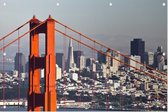 Downtown San Francisco met de Golden Gate Bridge - Foto op Tuinposter - 120 x 80 cm