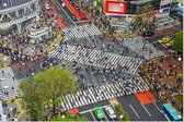 Indrukwekkend uitzicht op Shibuya Crossing in Tokio - Foto op Tuinposter - 150 x 100 cm