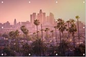 Palmbomen voor de prachtige skyline van Los Angeles - Foto op Tuinposter - 90 x 60 cm