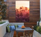 Zonsondergang door de palmbomen in Los Angeles - Foto op Tuinposter - 40 x 60 cm