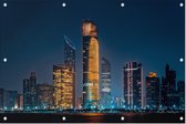 Skyline van Abu Dhabi business district bij nacht - Foto op Tuinposter - 225 x 150 cm