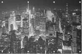 Zwart en wit luchtfoto van downtown New York City - Foto op Tuinposter - 90 x 60 cm