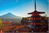 Mount Fuji gezien vanaf de Chureito Pagoda in Kawaguchiko - Foto op Tuinposter - 225 x 150 cm