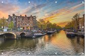 De Amsterdamse grachtengordel bij zonsondergang - Foto op Tuinposter - 60 x 40 cm