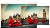 Karakteristieke rode dubbeldekker voor de Big Ben in Londen - Foto op Textielposter - 60 x 40 cm