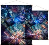 Nachtelijk beeld van Toronto City Center in fel neon - Foto op Textielposter - 60 x 80 cm
