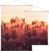 Zonsondergang door de palmbomen in Los Angeles - Foto op Textielposter - 60 x 90 cm
