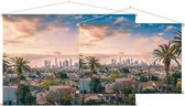 Prachtige zonsondergang bij skyline van Los Angeles - Foto op Textielposter - 45 x 30 cm