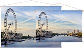 Uitzicht op de London Eye langs de Theems in Londen - Foto op Textielposter - 45 x 30 cm