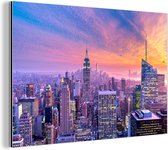 Wanddecoratie Metaal - Aluminium Schilderij Industrieel - New York - Kleuren - Skyline - 180x120 cm - Dibond - Foto op aluminium - Industriële muurdecoratie - Voor de woonkamer/slaapkamer