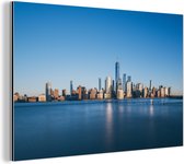 Wanddecoratie Metaal - Aluminium Schilderij Industrieel - New York - Skyline - Blauw - 90x60 cm - Dibond - Foto op aluminium - Industriële muurdecoratie - Voor de woonkamer/slaapkamer
