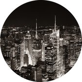 De felle neon verlichting van New York City bij nacht - Foto op Behangcirkel - ⌀ 100 cm