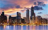 De Chicago skyline onder indrukwekkende wolkenpartij - Foto op Forex - 45 x 30 cm