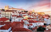 De skyline van de oudste wijk Alfama in Lissabon  - Foto op Forex - 45 x 30 cm