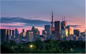 Skyline van Toronto stad en CN Tower bij zonsondergang - Foto op Forex - 90 x 60 cm