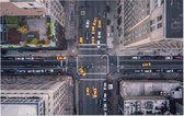 Luchtfoto van gele taxi's op 5th Avenue in New York City  - Foto op Forex - 120 x 80 cm