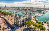 Port Vell vanaf het Columbus Monument in Barcelona - Foto op Forex - 90 x 60 cm