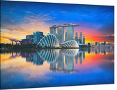 Indrukwekkende skyline van Marina Bay in Singapore - Foto op Canvas - 90 x 60 cm