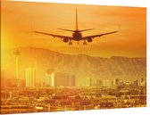 Vliegtuig richting Las Vegas in de Mojavewoestijn - Foto op Canvas - 45 x 30 cm