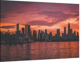 Onheilspellende skyline van Chicago vanaf Lake Michigan - Foto op Canvas - 60 x 40 cm