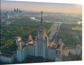 Staatsuniversiteit en skyline van Moskou bij zonsopgang  - Foto op Canvas - 60 x 40 cm