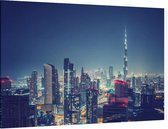 Panorama van nachtelijk Dubai in de Arabische Emiraten - Foto op Canvas - 60 x 40 cm