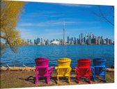 Fleurige stoeltjes met zicht op de skyline van Toronto - Foto op Canvas - 150 x 100 cm