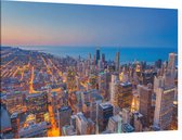 Skyline van Chicago Downtown tijdens avondschemering - Foto op Canvas - 45 x 30 cm