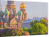 Sint-Petersburg in bloei bij de Orthodoxe kerk Spas na Krovi - Foto op Canvas - 90 x 60 cm