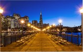 Nachtelijk beeld van visserspier 7 in San Francisco - Foto op Forex - 45 x 30 cm