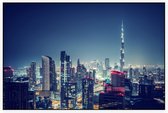 Panorama van nachtelijk Dubai in de Arabische Emiraten - Foto op Akoestisch paneel - 225 x 150 cm