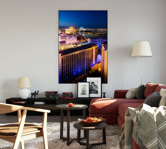 Diverse hotels en casino's in nachtelijk Las Vegas - Foto op Akoestisch paneel - 100 x 150 cm