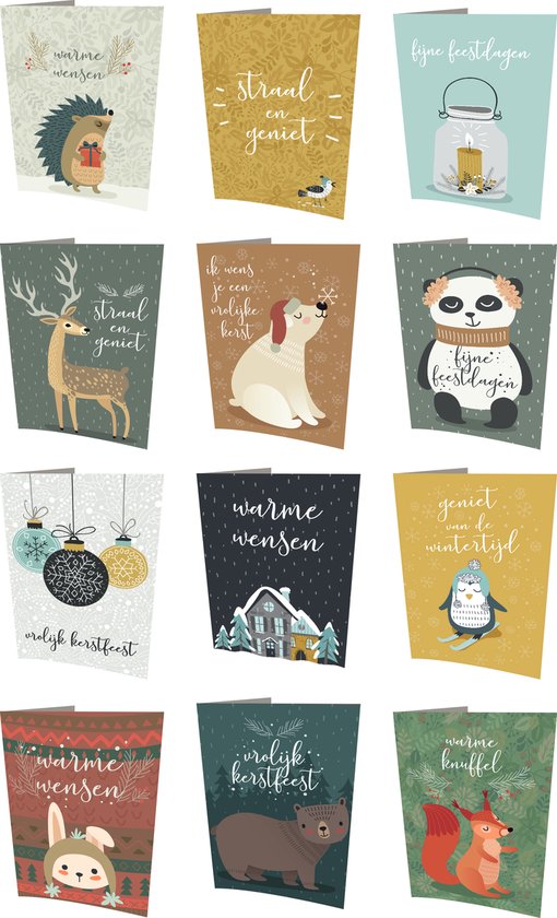 16 Cartes De Noël Avec Enveloppes - 8 Motifs Différents, Cartes Pliantes 15x20cm Pour Souhaits Et Remerciements