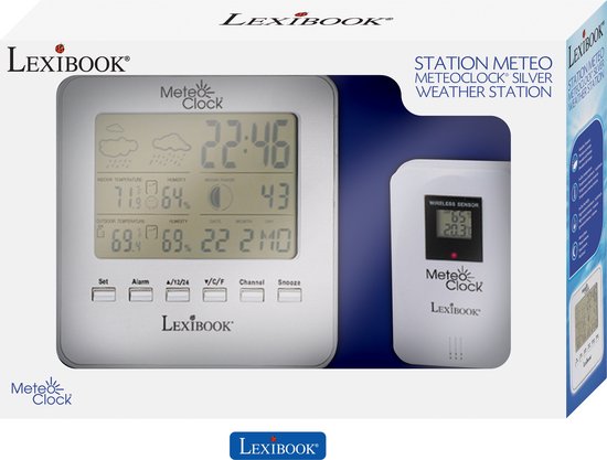 Lexibook Station Météo MeteoClock® Silver, Capteur extérieur étanche, phase  de lune,... | bol